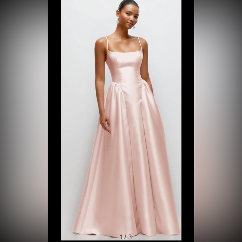 Dessy Collection Satin Twill Gown,Sz 12R,New, Blush